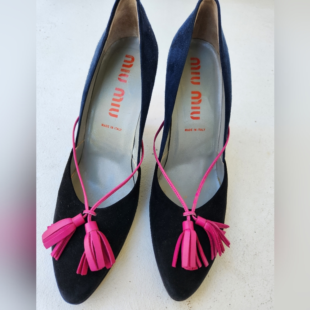 Vintage Miu Miu Color Block Suede Heels